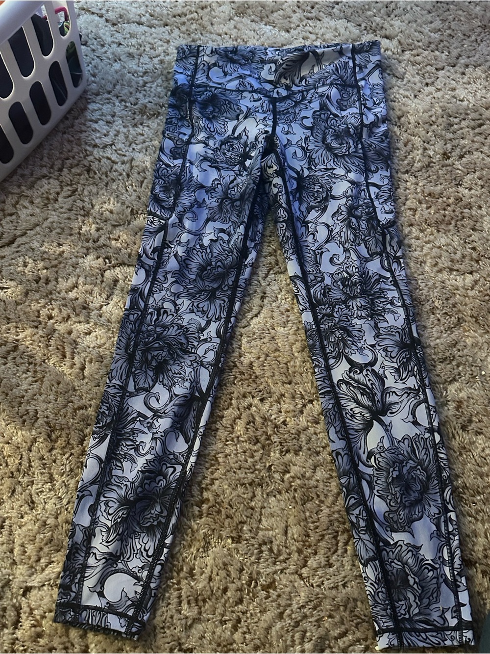 lululemon athletica Black & White Floral Leggings
